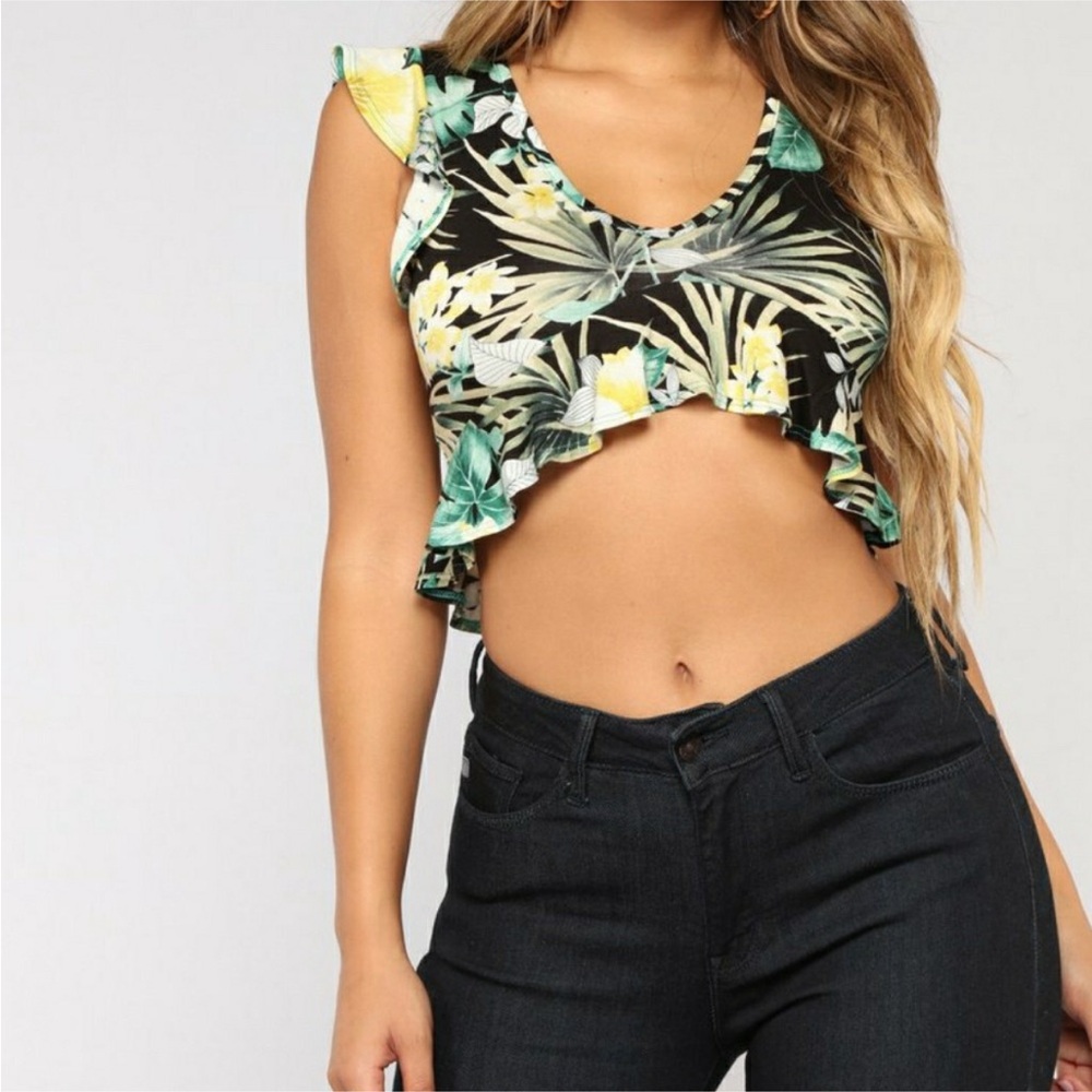 Oh So Fancy Floral Crop Top - Black/Combo